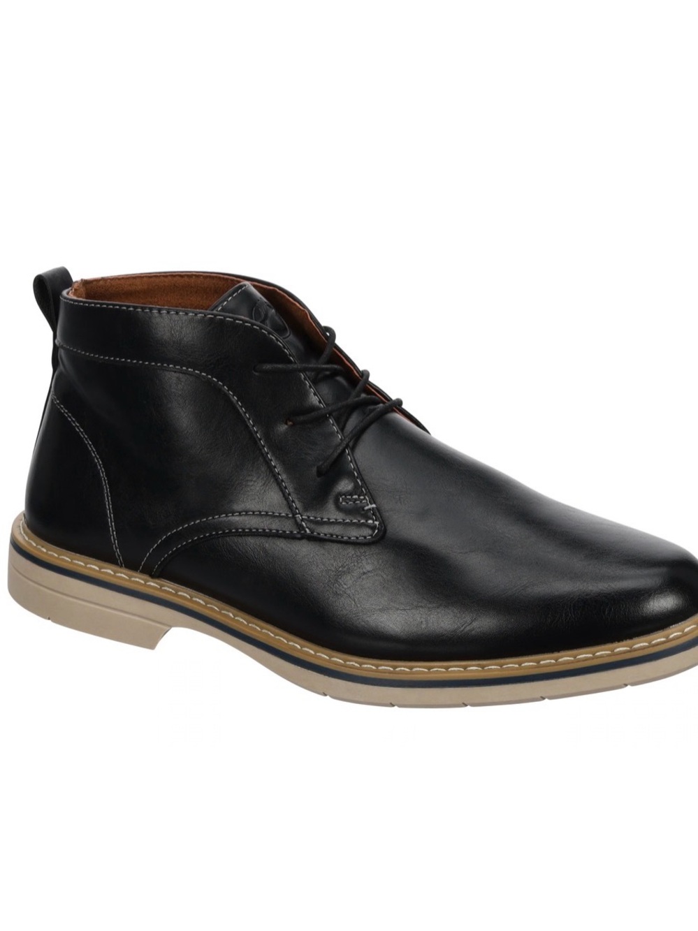 Deer Stags Black Leather Chukka Boots with Tan Sole Size 11.5 New In Box